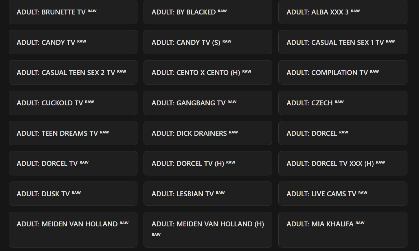 ADULT TV CHANNELS